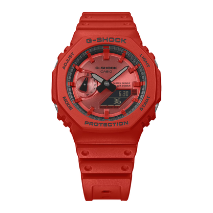 CASIO G-SHOCK ANALOG-DIGITAL 2100 Series Red Resin Strap | GA2100RRB-4A