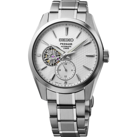 SEIKO Presage Sharp Edged Automatic Open Heart White Dial | SPB415