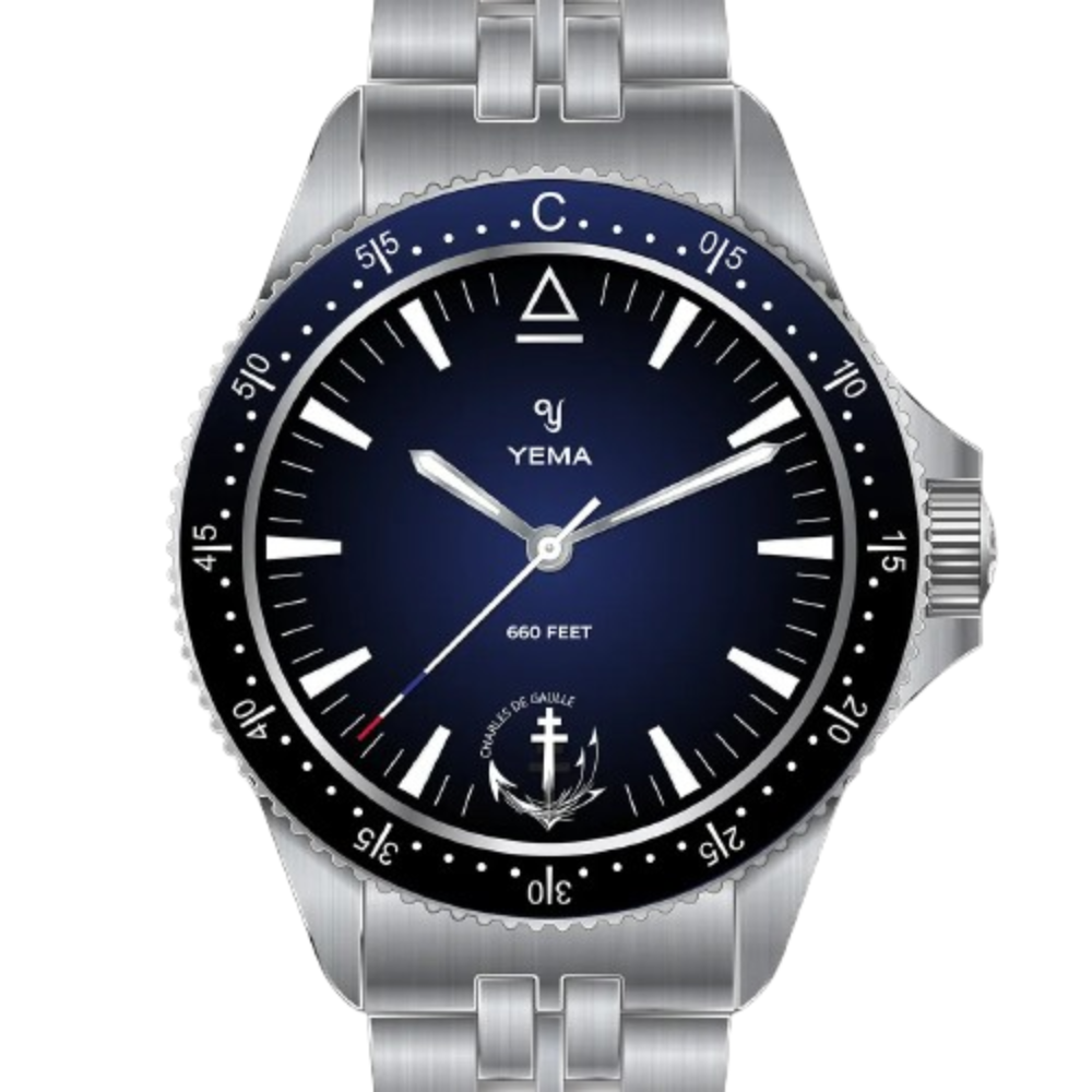YEMA Navygraf PAN Charles de Gaulle Blue Dial 39mm | YMHF1590CDG-GM