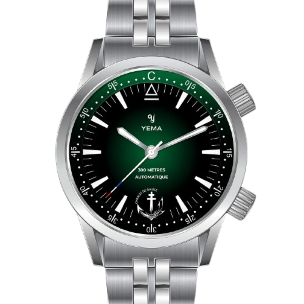 YEMA Navygraf PAN Charles de Gaulle Green Dial 38.5mm | YNAV25CDG-ZMS