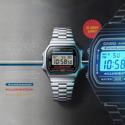 CASIO Vintage Black Digital Dial  | A168WA-1