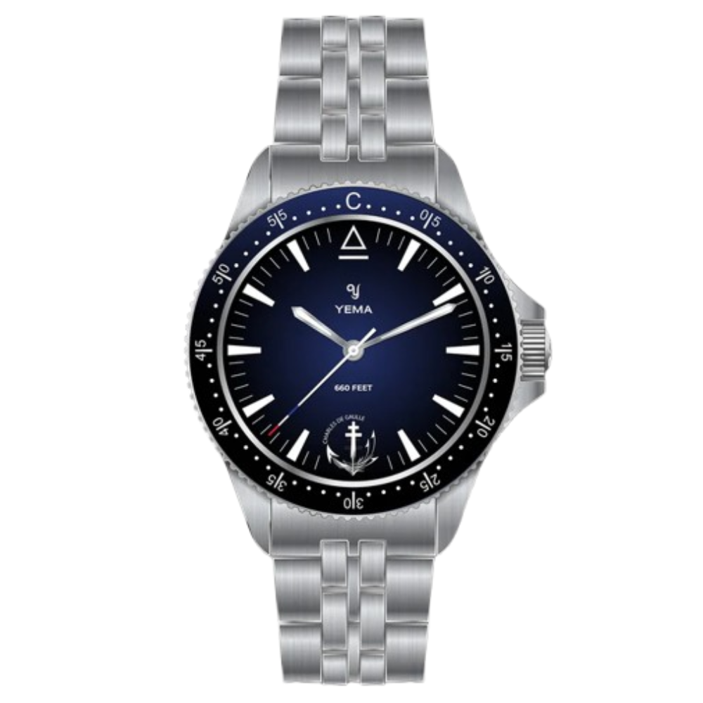 YEMA Navygraf PAN Charles de Gaulle Blue Dial 39mm | YMHF1590CDG-GM