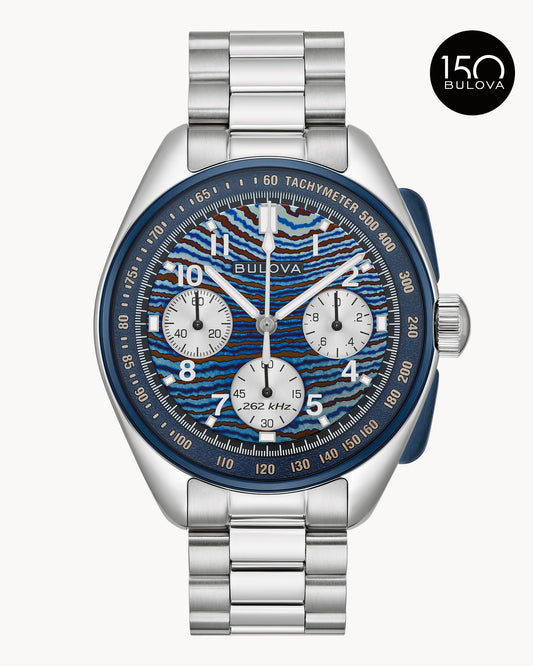 BULOVA Lunar Pilot Timascus Silver-Tone Stainless Steel Limited Editon | 98A329