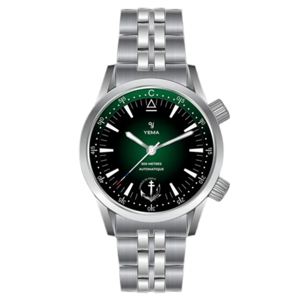 YEMA Navygraf PAN Charles de Gaulle Green Dial 38.5mm | YNAV25CDG-ZMS