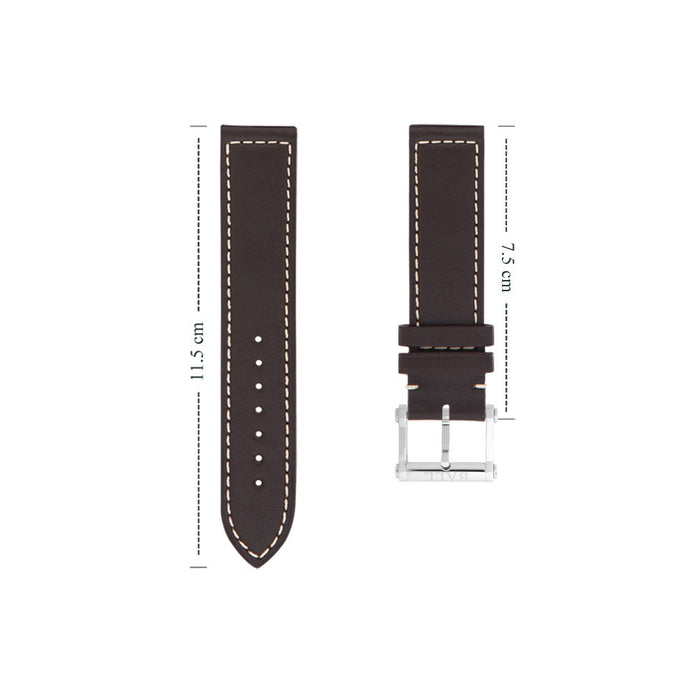 BALL Calf Leather Strap Dark Brown with White Stitching | BP-BRMLBR20N1088