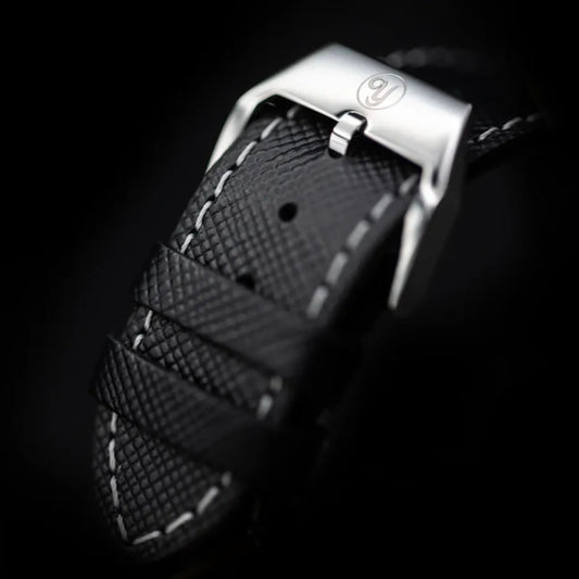 YEMA Black Textured Leather Strap 20mm | SYA64-20-SS