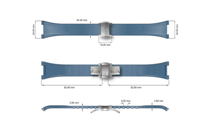 YEMA FKM Rubber Integrated Strap 24mm | SYFKM-I-G-24-SS