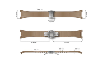 YEMA FKM Rubber Integrated Strap 24mm | SYFKM-I-U-24-SS
