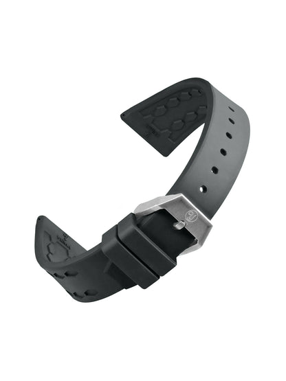 YEMA FKM Viton Scales Rubber Strap Steel Brushed 20mm