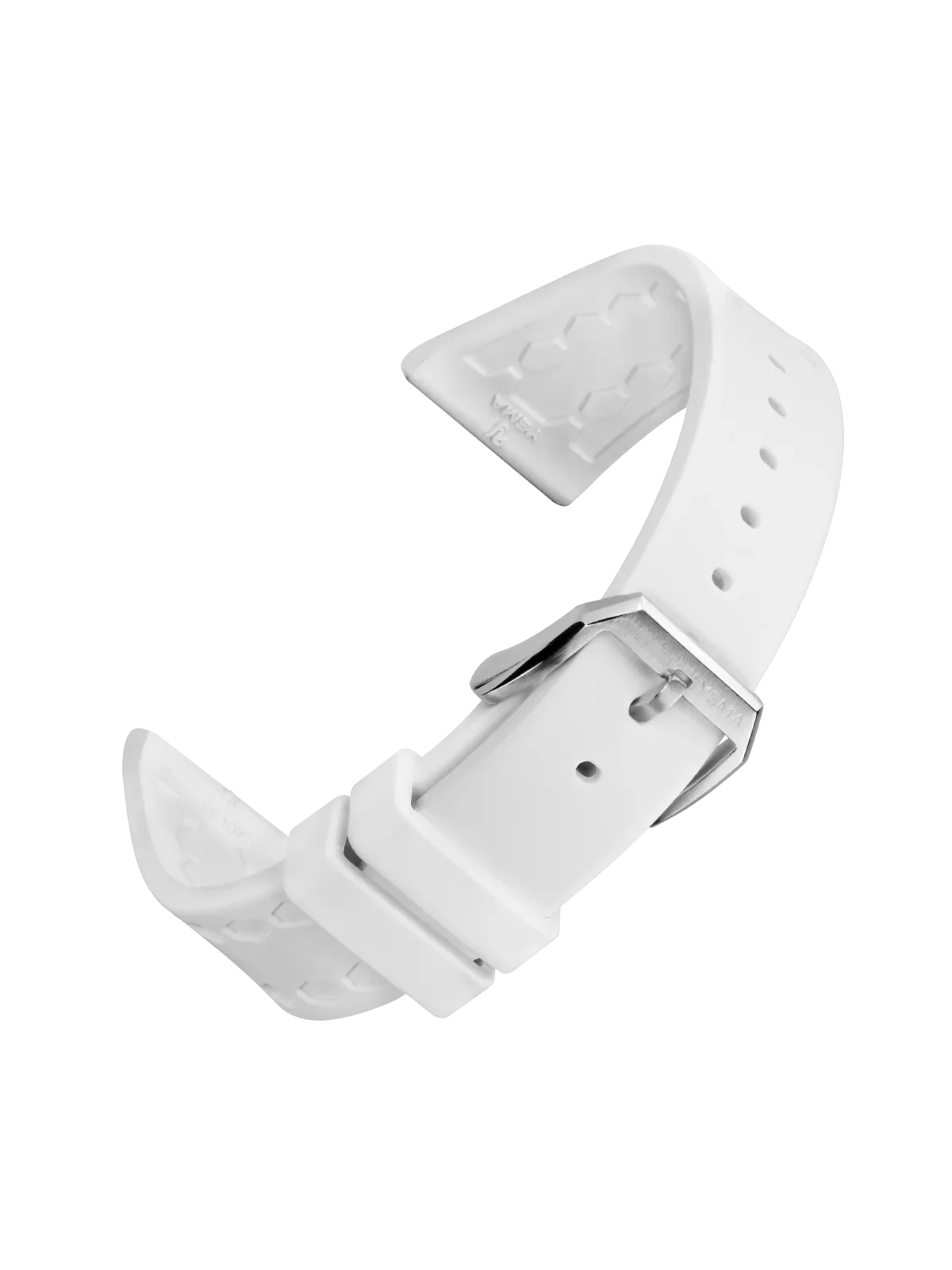 YEMA Full Lume FKM Viton Scales Rubber Strap 20mm Steel Brushed