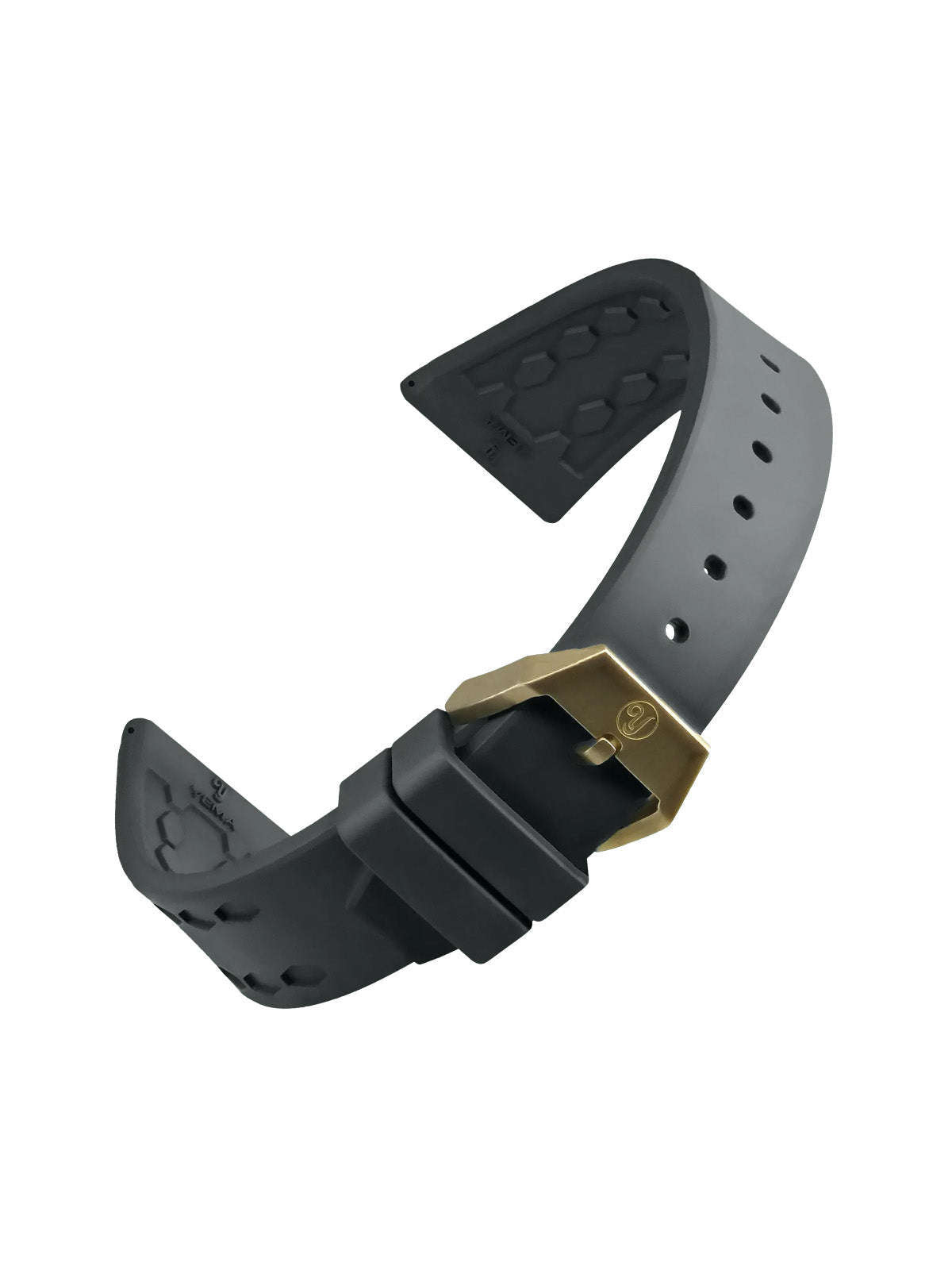 YEMA FKM Viton Scales Rubber Strap - Bronze brushed buckle