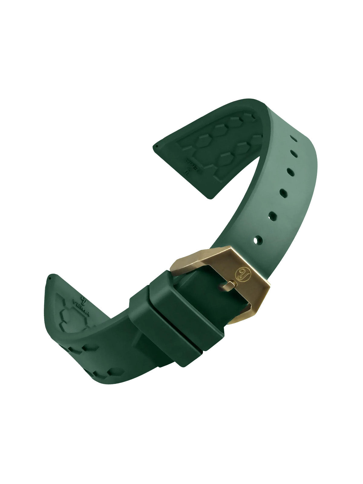 YEMA FKM Viton Scales Rubber Strap Green - Bronze brushed buckle