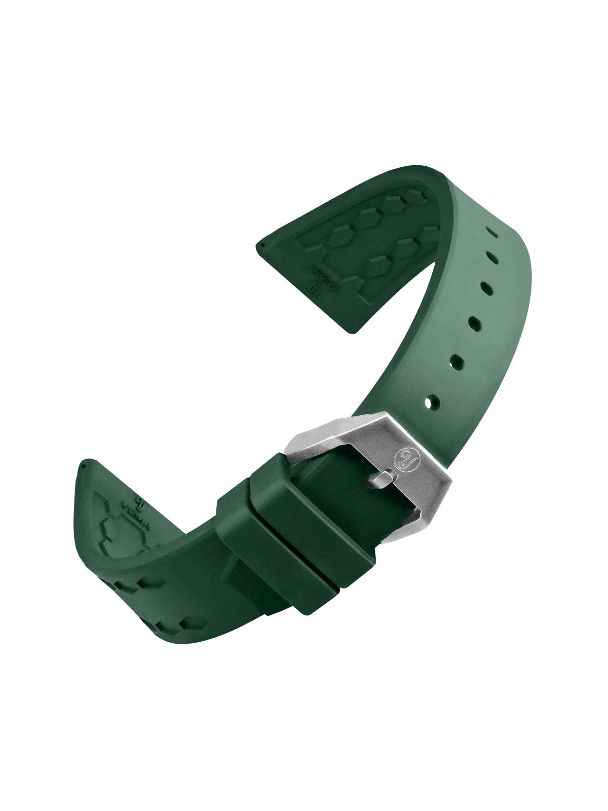 YEMA FKM Viton Scales Rubber Strap Green Steel Brushed 20mm