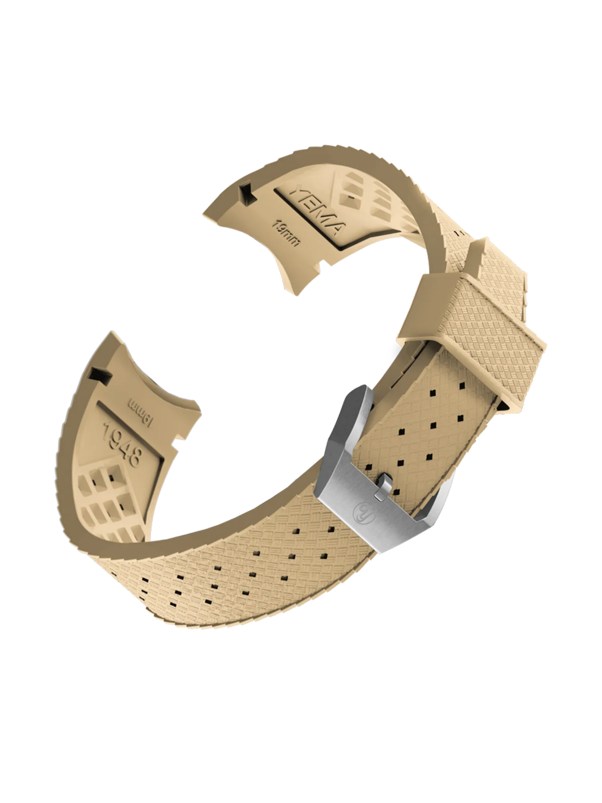 YEMA FKM Viton Tropic Integrated Strap Beige - Steel brushed buckle