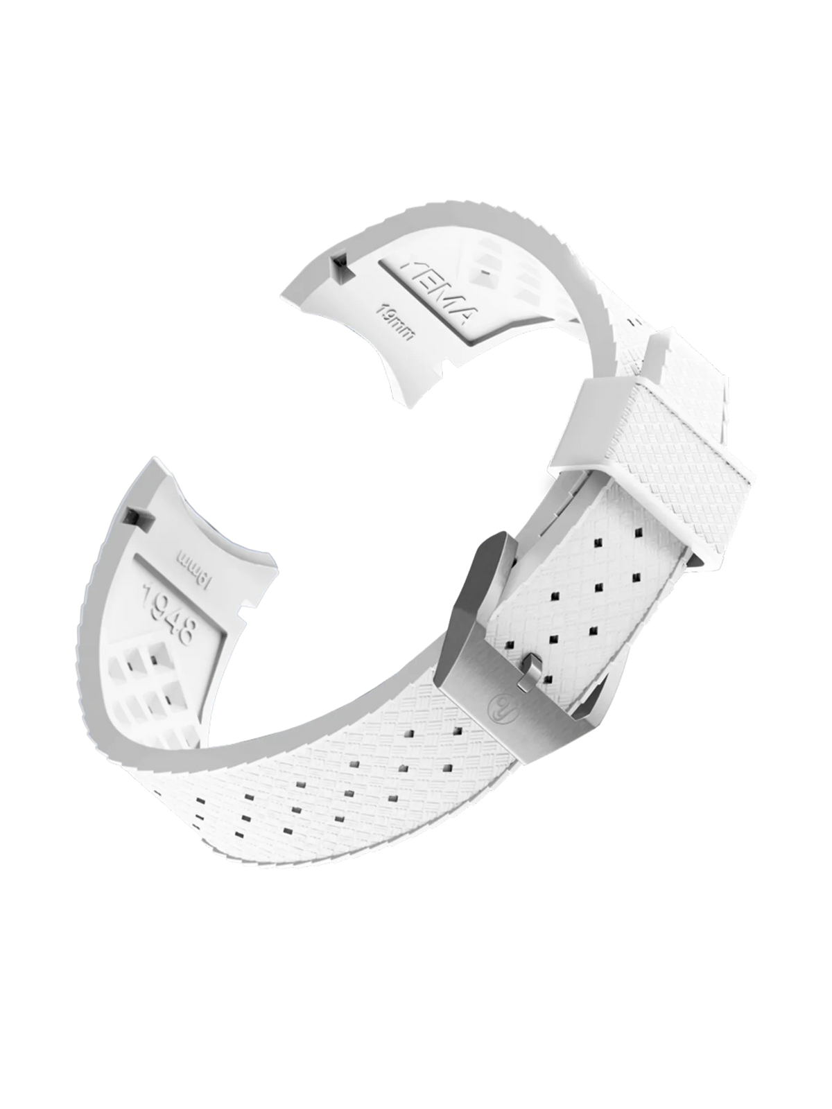 YEMA FKM Viton Tropic Integrated Strap White - Steel brushed buckle
