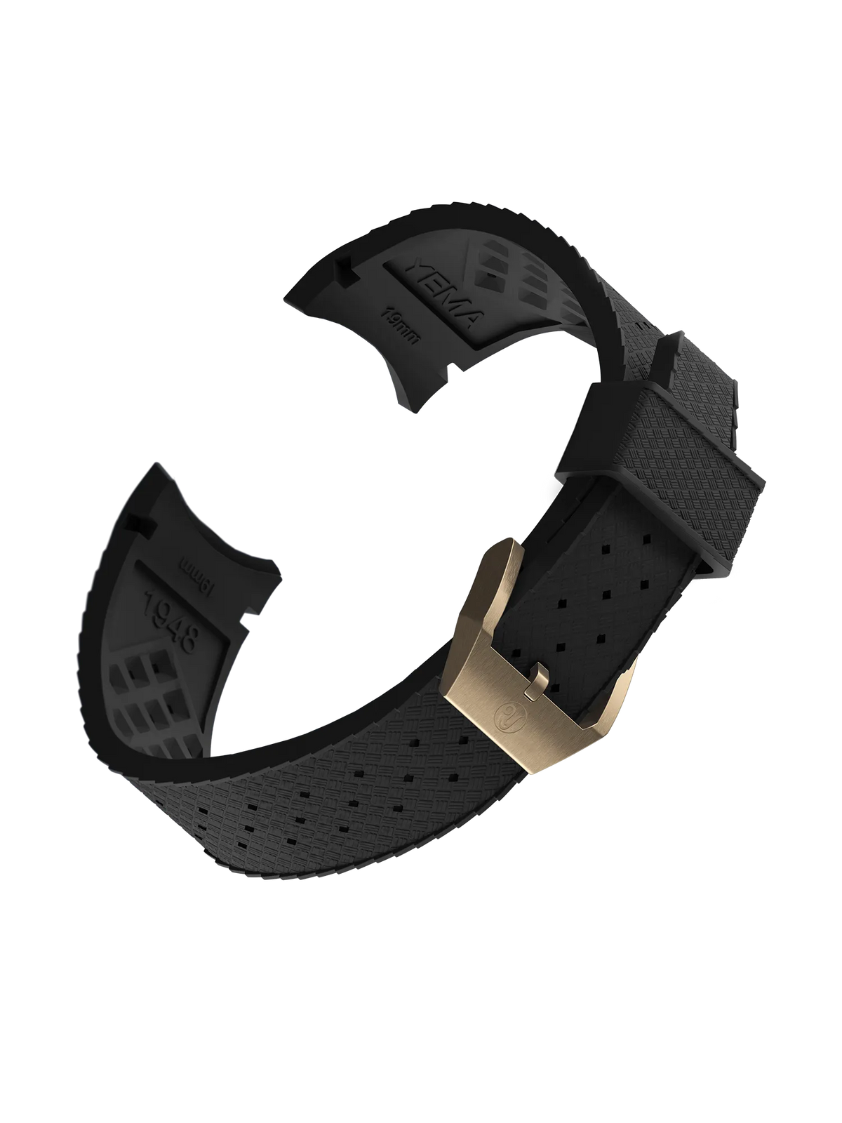 YEMA FKM Viton Tropic Integrated Strap Black - Bronze brushed buckle
