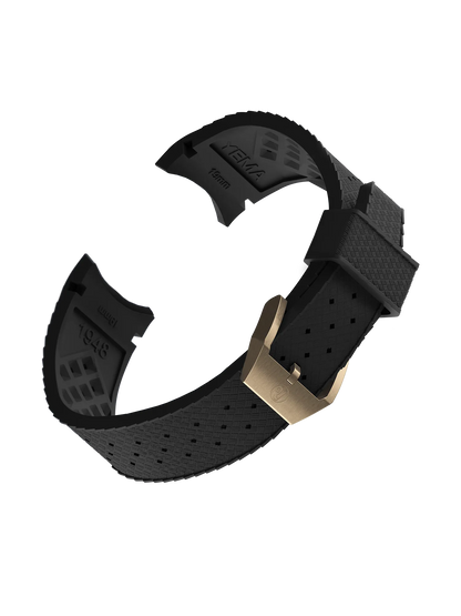 YEMA FKM Viton Tropic Integrated Strap Black - Bronze brushed buckle