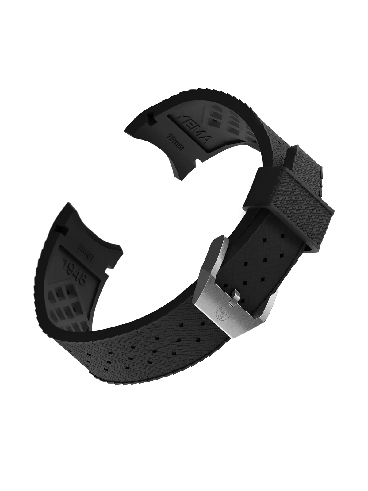 YEMA FKM Viton Tropic Integrated Strap Black - Steel brushed buckle