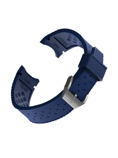 YEMA FKM Viton Tropic Integrated Blue Strap Steel Brushed 20mm Large Size | SYRUB-I-G-20XL-SB