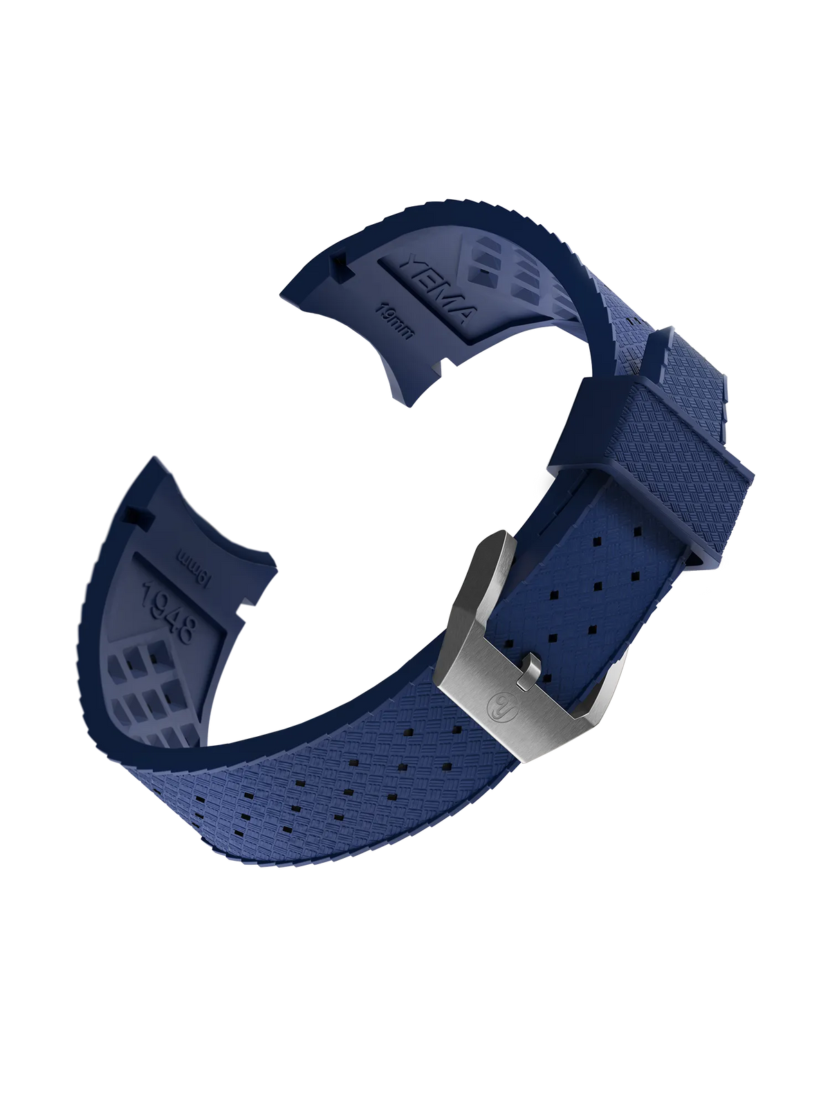 YEMA FKM Viton Tropic Integrated Strap Blue - Steel brushed buckle
