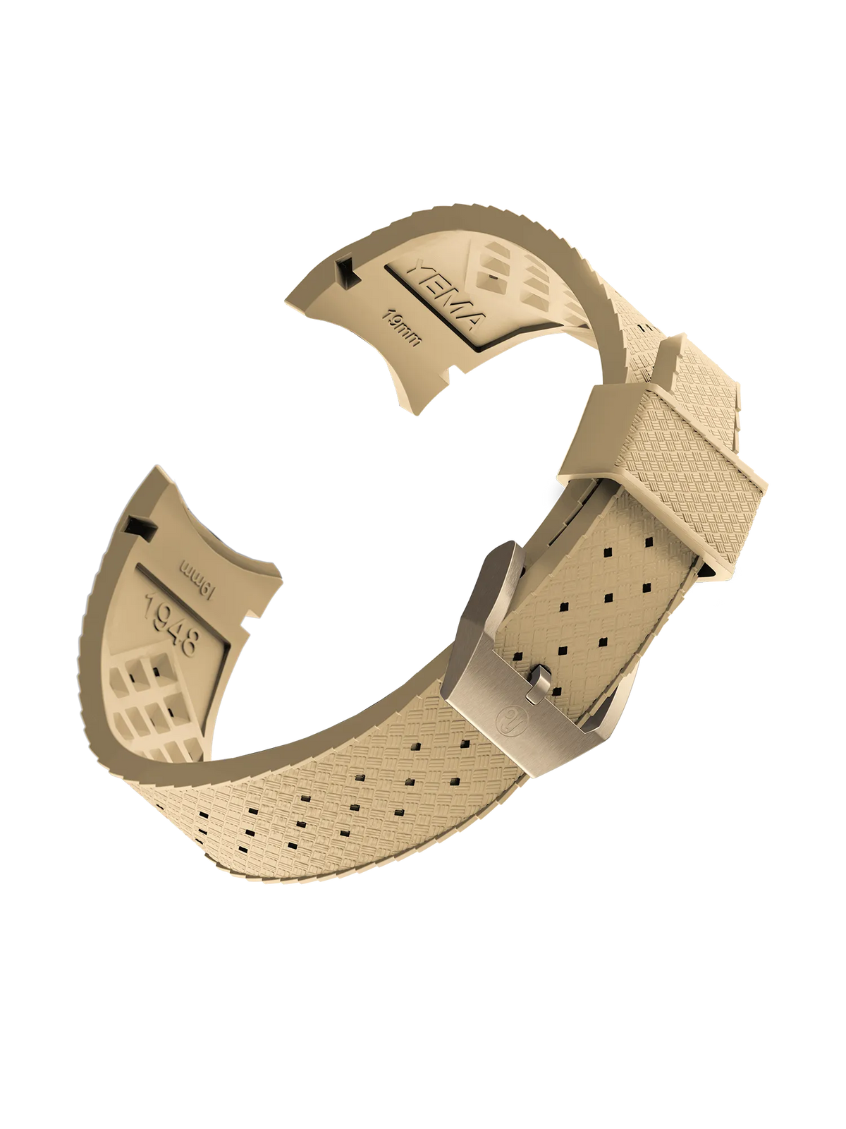 YEMA FKM Viton Tropic Integrated Strap Beige - Bronze brushed buckle
