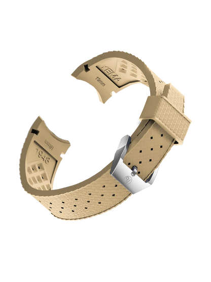 YEMA FKM Viton Tropic Integrated Strap Beige Steel Polished 19mm