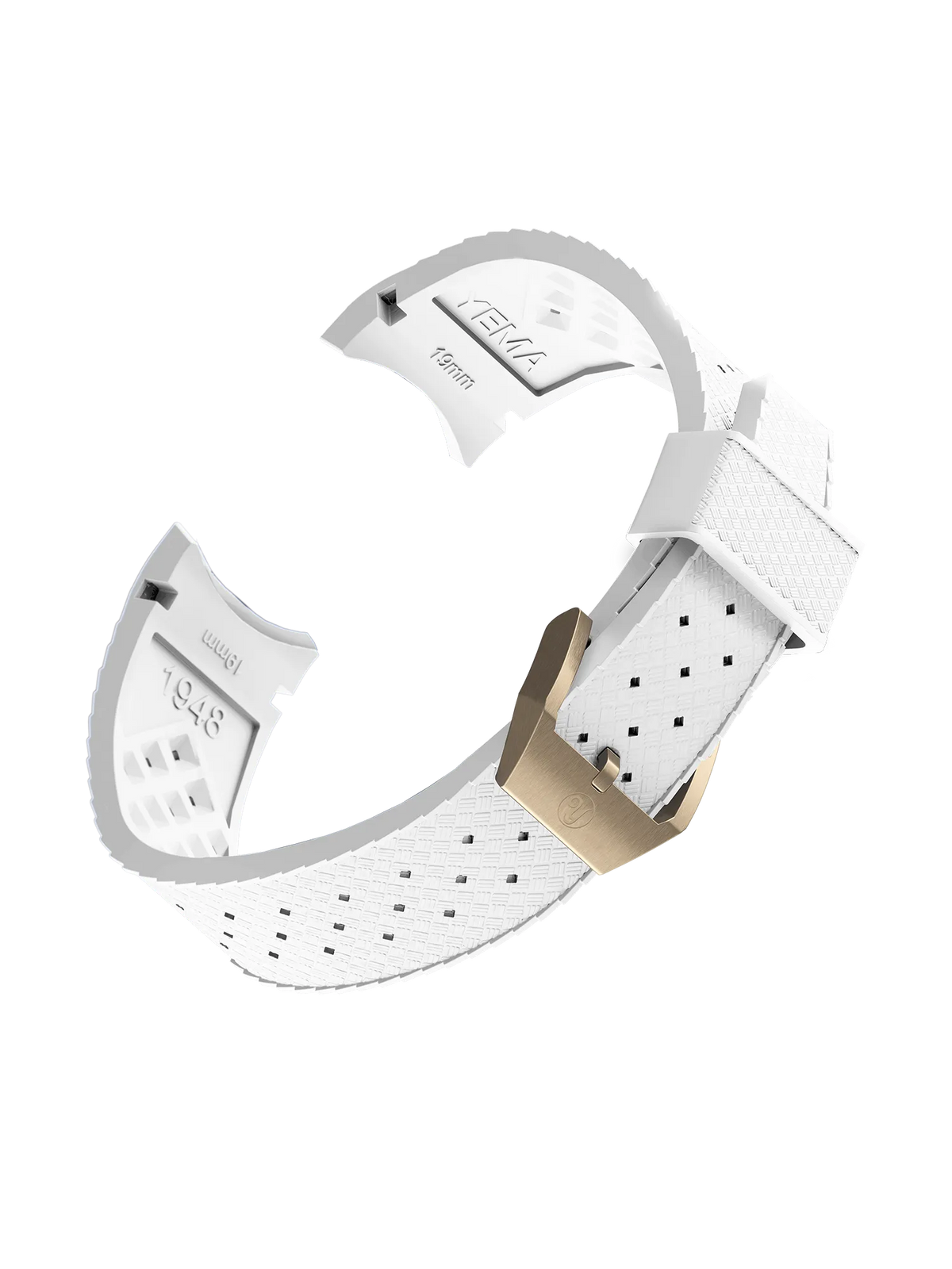 YEMA FKM Viton Tropic Integrated Strap White - Bronze brushed buckle