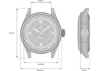 YEMA Flygraf Pilot Sector Dial Steel  Bracelet 38.5mm | YFLY25-ZMS