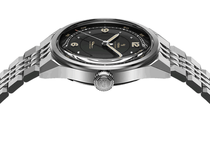 YEMA Flygraf Pilot Sector Dial Steel Bracelet Black 38.5mm | YFLY25-AMS