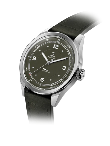 YEMA Flygraf Pilot Sector Dial Khaki Leather Strap 38.5mm | YFLY25-ZZ66S