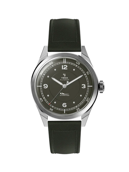 YEMA Flygraf Pilot Sector Dial Khaki Leather Strap 38.5mm | YFLY25-ZZ66S