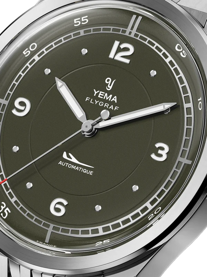 YEMA Flygraf Pilot Sector Dial Steel  Bracelet 38.5mm | YFLY25-ZMS