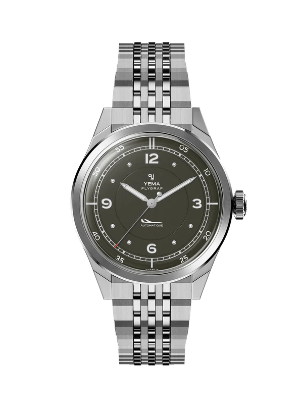 YEMA Flygraf Pilot Sector Dial Steel  Bracelet 38.5mm | YFLY25-ZMS