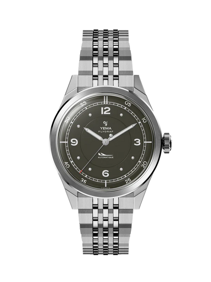 YEMA Flygraf Pilot Sector Dial Steel  Bracelet 38.5mm | YFLY25-ZMS