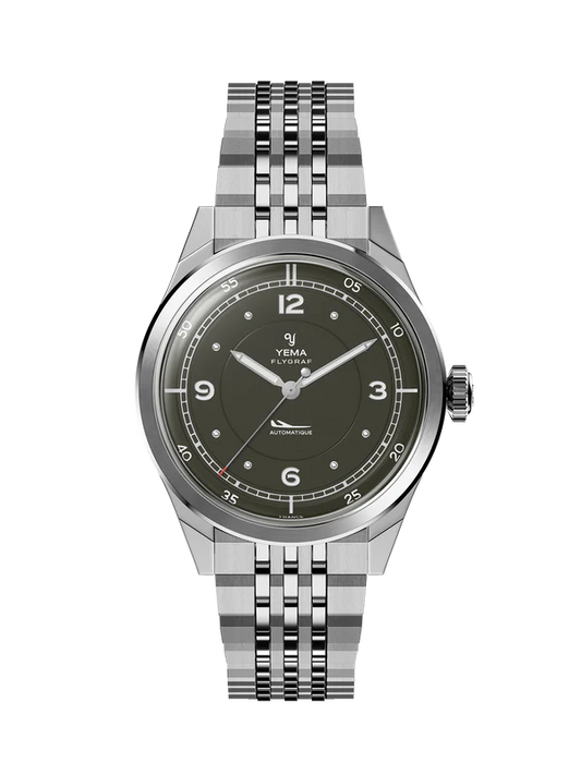 YEMA Flygraf Pilot Sector Dial Steel  Bracelet 38.5mm | YFLY25-ZMS