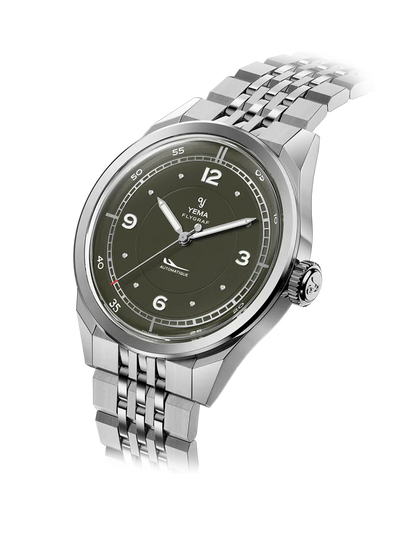 YEMA Flygraf Pilot Sector Dial Steel  Bracelet 38.5mm | YFLY25-ZMS