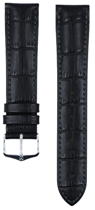 HIRSCH Duke Quick-Release Alligator Embossed Leather Strap Black 20mm Silver Buckle | 01028050-2-SB