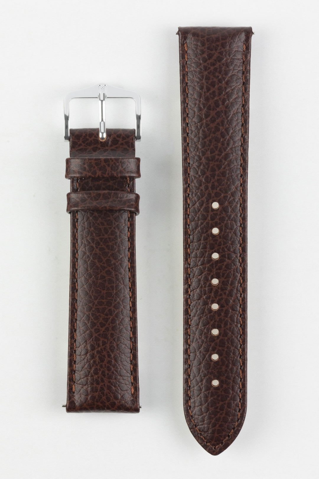 HIRSCH Kansas Buffalo Embossed Calf Leather in Brown 20mm Silver Buckle | 01502010-20-SB