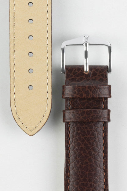 HIRSCH Kansas Buffalo Embossed Calf Leather in Brown 20mm Silver Buckle | 01502010-20-SB