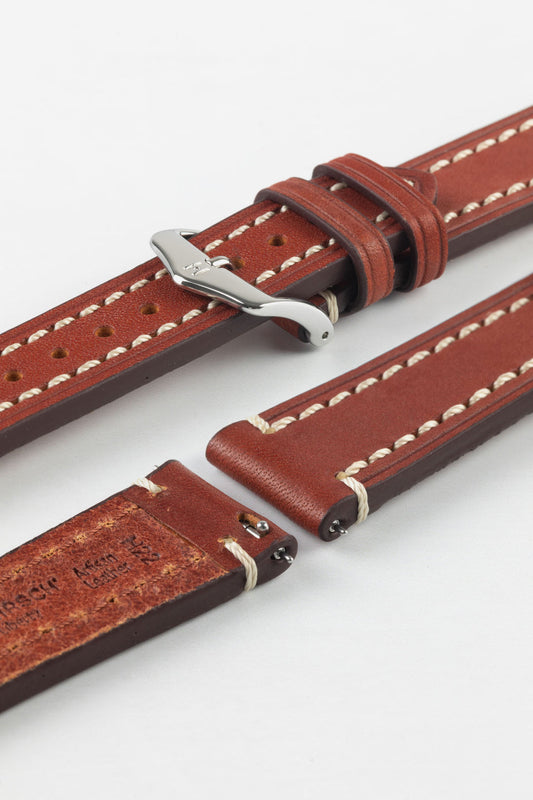 HIRSCH Liberty Leather Strap Gold Brown 22mm Silver Buckle | 10900270-22-SB