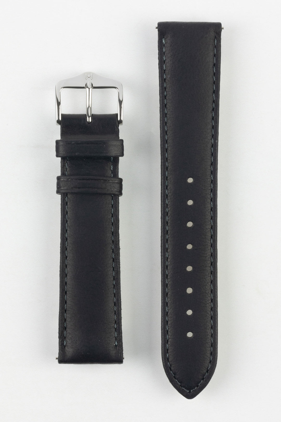 HIRSCH Merino Nappa Leather Strap Black 18mm Silver Buckle | 01206050-18-SB