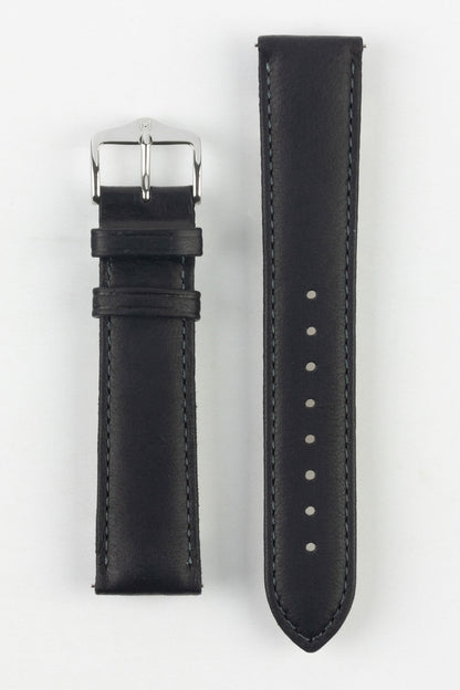 HIRSCH Merino Nappa Leather Strap Black 18mm Silver Buckle | 01206050-18-SB
