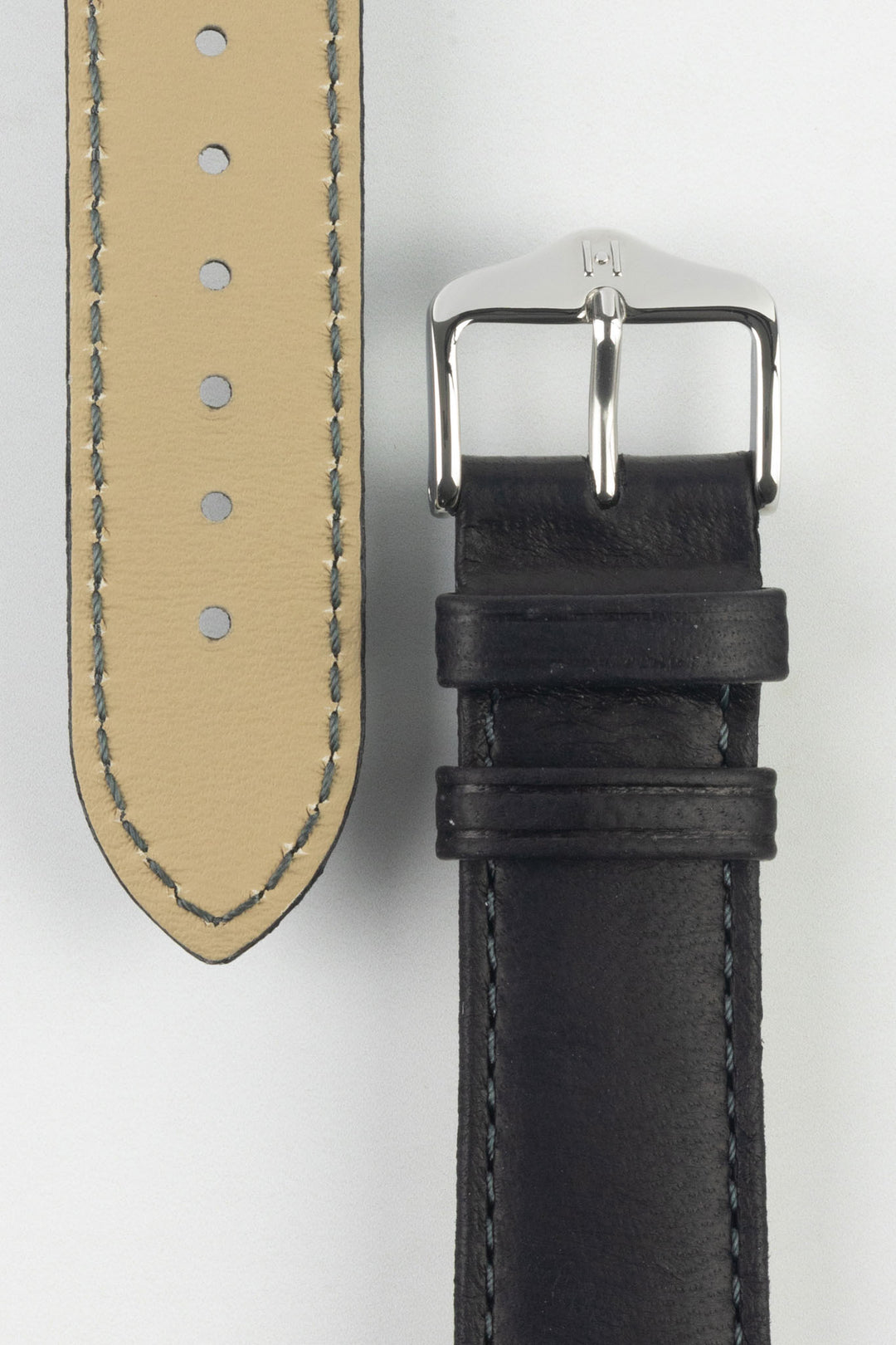 HIRSCH Merino Nappa Leather Strap Black 18mm Silver Buckle | 01206050-18-SB