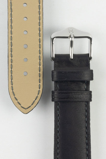 HIRSCH Merino Nappa Leather Strap Black 18mm Silver Buckle | 01206050-18-SB