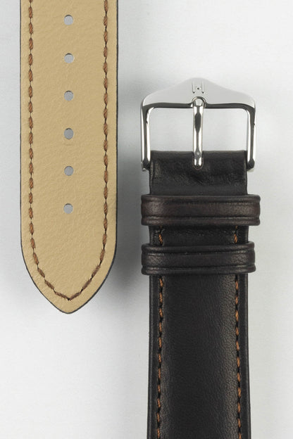 HIRSCH Merino Nappa Leather Strap Brown 19mm Silver Buckle | 01206010-2-19