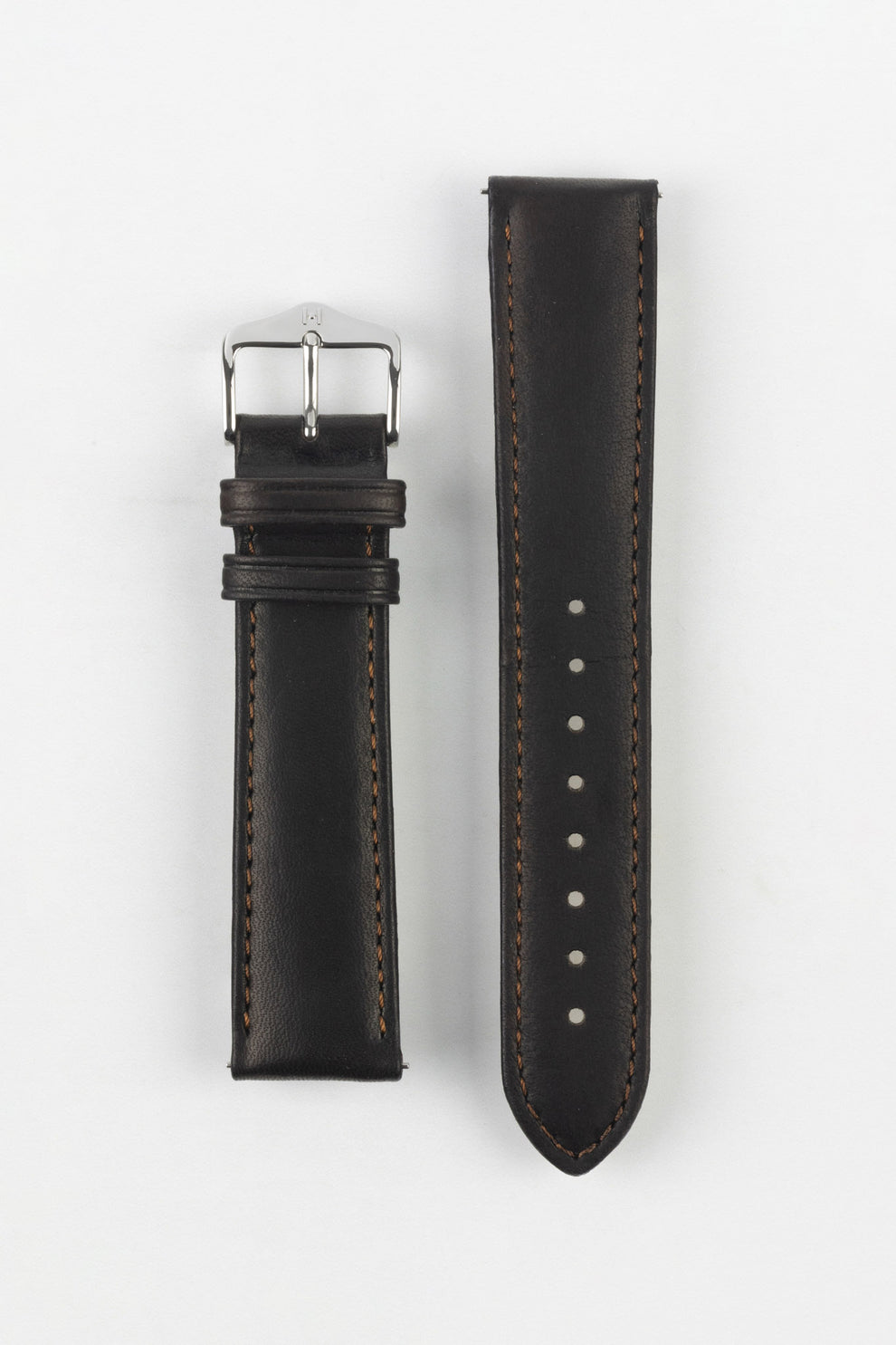 HIRSCH Merino Nappa Leather Strap Brown 19mm Silver Buckle | 01206010-2-19