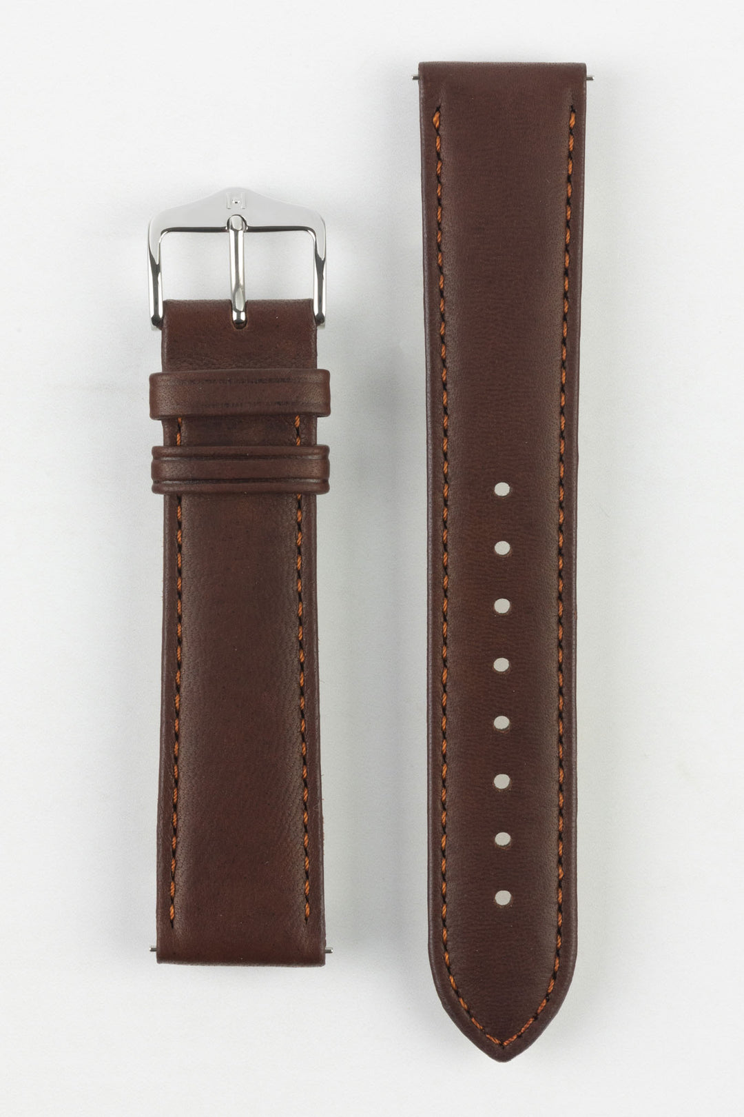 HIRSCH Merino Nappa Leather Strap Brown Strap 22mm Silver Buckle| 01206010-22-SB