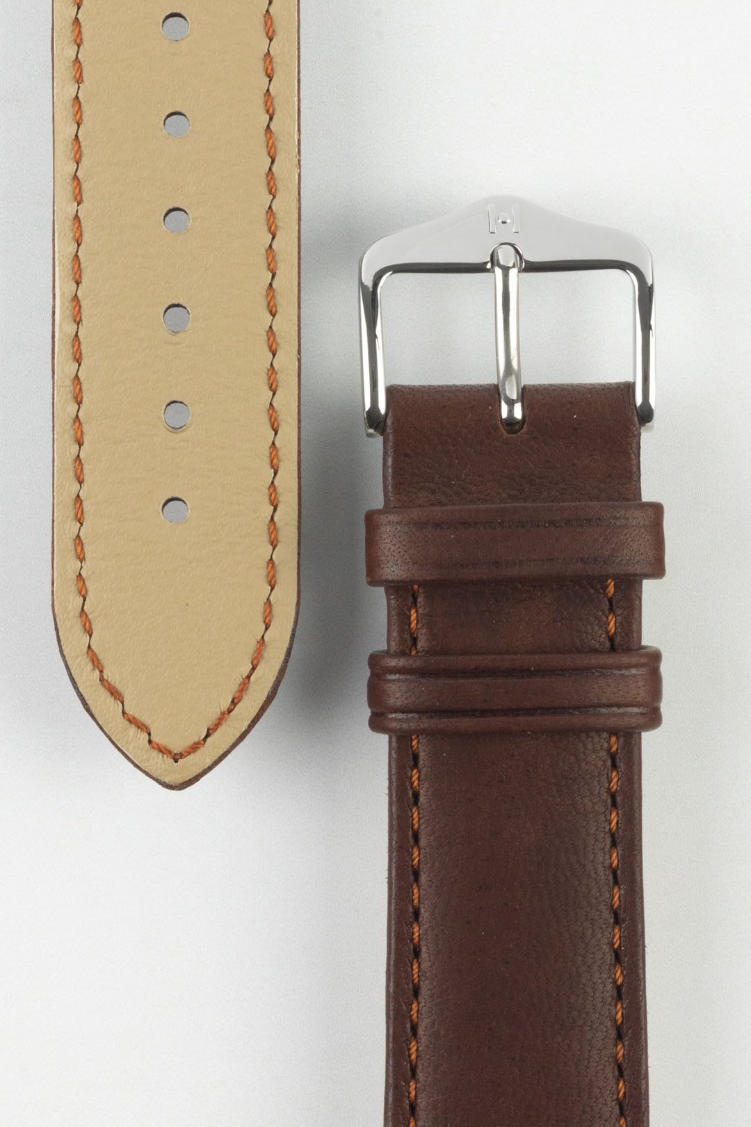 HIRSCH Merino Nappa Leather Strap Brown Strap 22mm Silver Buckle| 01206010-22-SB