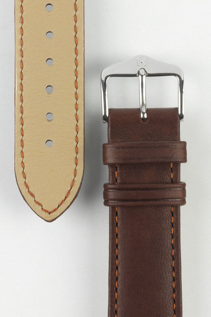 HIRSCH Merino Nappa Leather Strap Brown Strap 22mm Silver Buckle| 01206010-22-SB