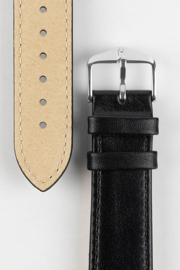 HIRSCH Osiris Quick-Release Calf Leather Strap Black 20mm Silver Buckle | 03475050-20-SB